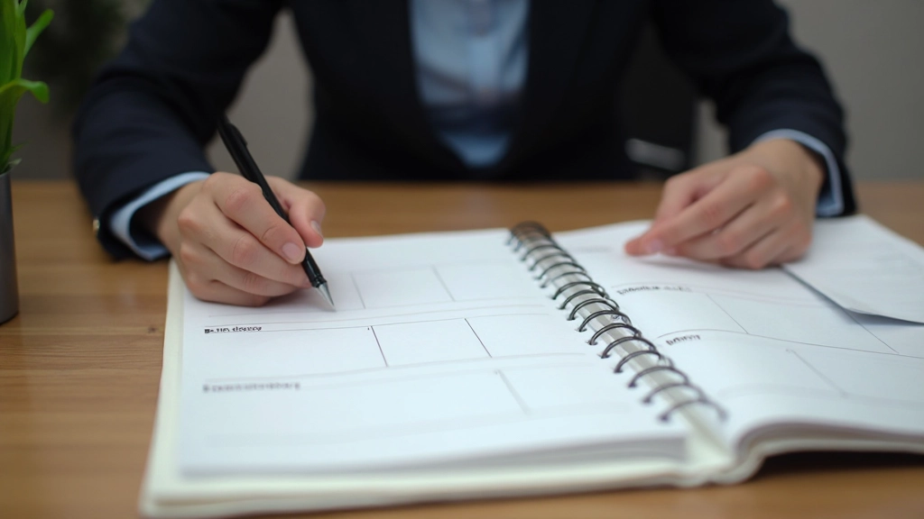 Профессионал создает бюджет времени в еженедельном планировщике