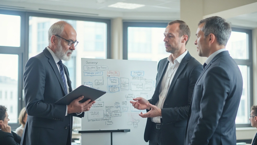 Команда обсуждает оптимизацию рабочих процессов в конференц-зале