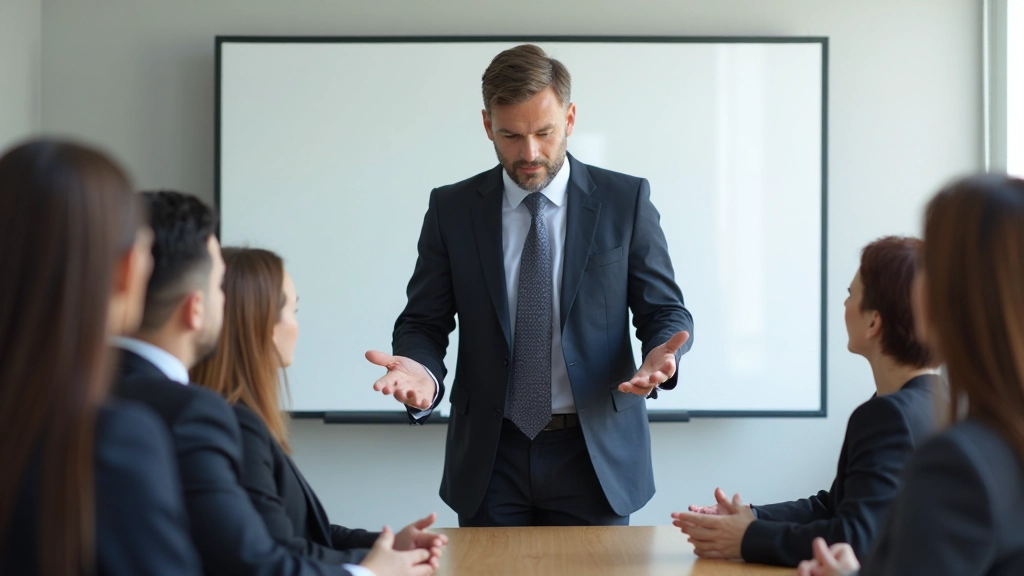 Лидер делегирует задачи команде в совещании