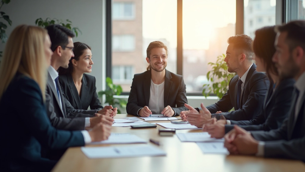 Группа людей обсуждает распределение ресурсов на рабочей встрече