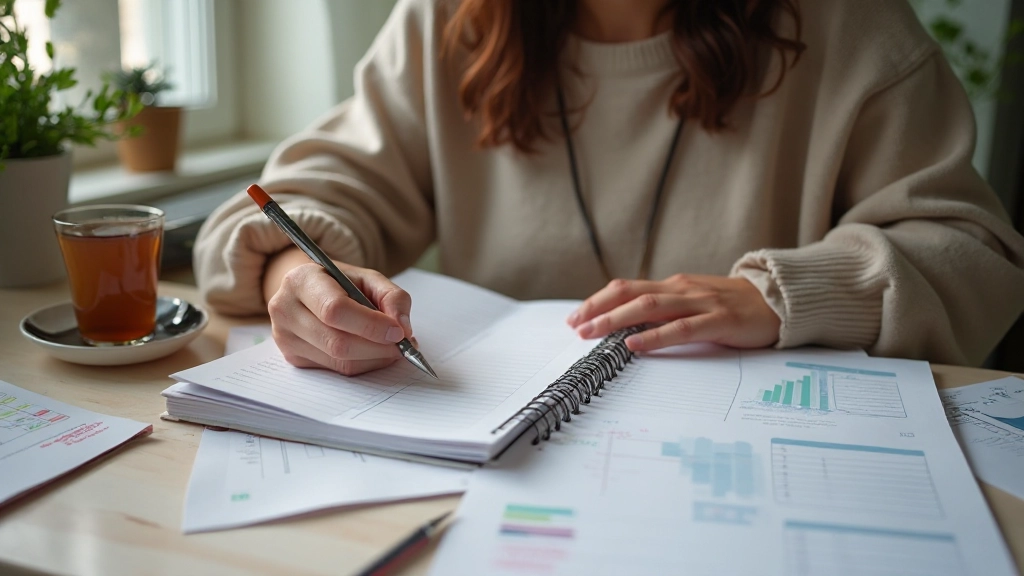 Человек ведет дневник энергии и отслеживает уровень производительности в течение дня