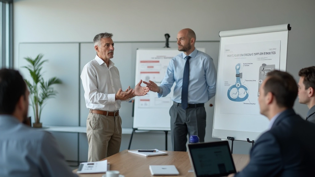 Специалист проводит тренинг по управлению временем для группы сотрудников в современном офисе